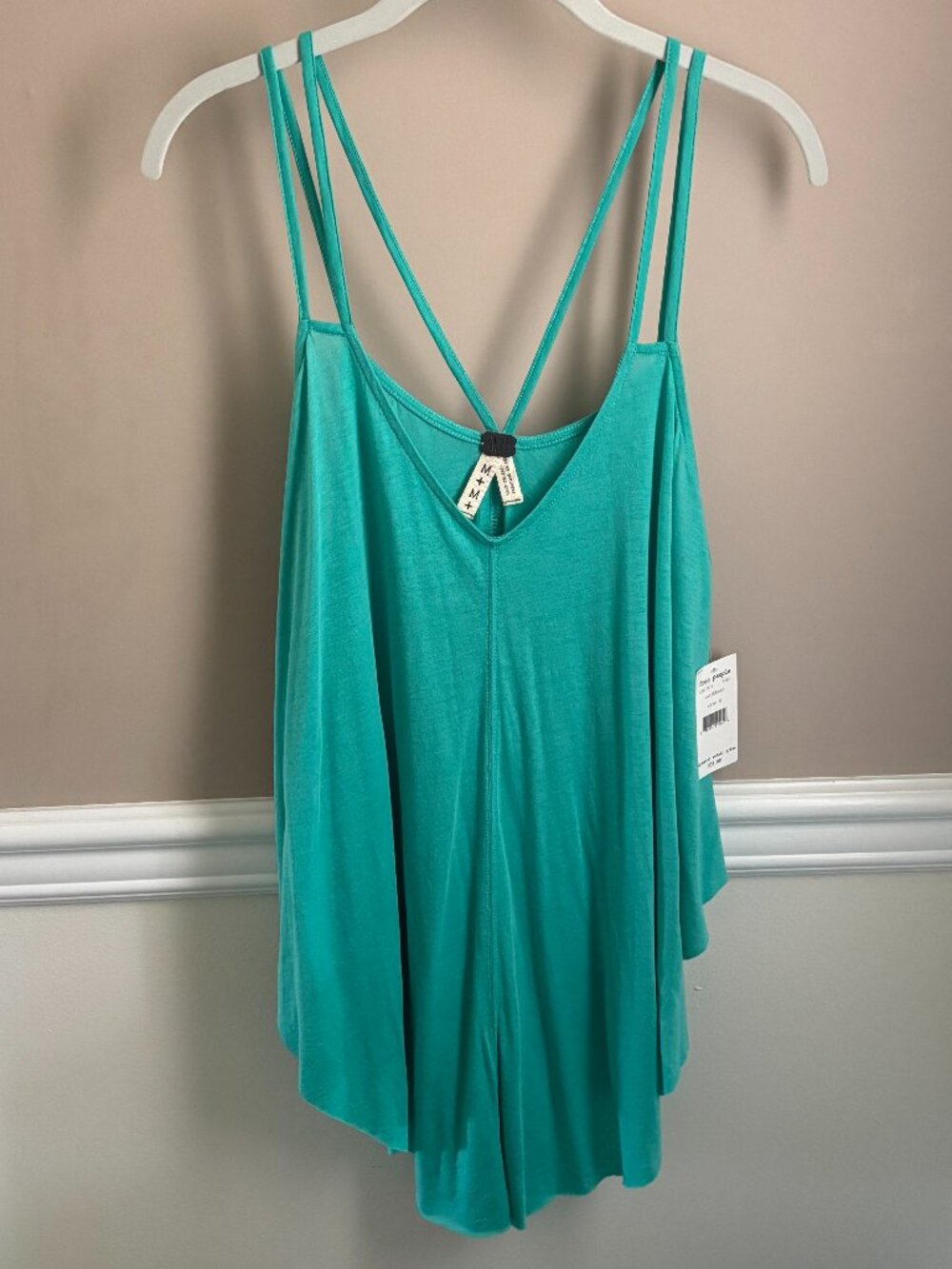 FREE PEOPLE Woman's Double Strap Tank Size M in color Caribbean Teal